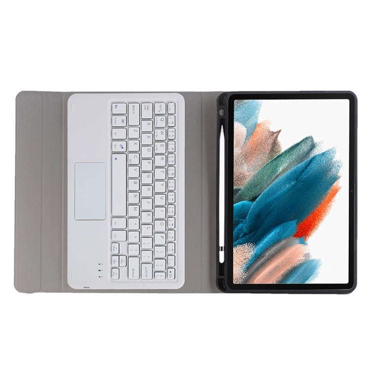 A08B-A Bluetooth Keyboard Leather Case with Pen Slot & Touchpad For Samsung Galaxy Tab A8 2021 SM...