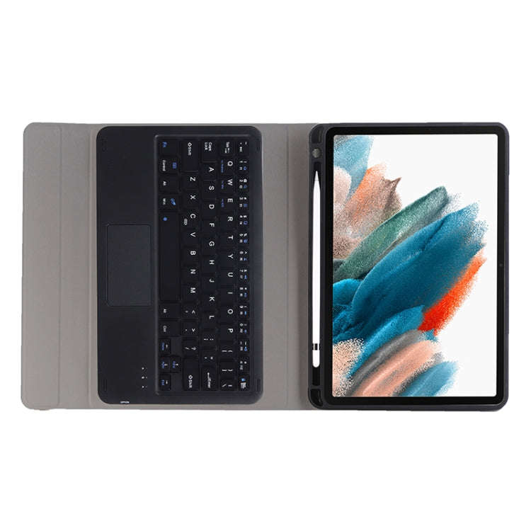 A08B-A Bluetooth Keyboard Leather Case with Pen Slot & Touchpad For Samsung Galaxy Tab A8 2021 SM...