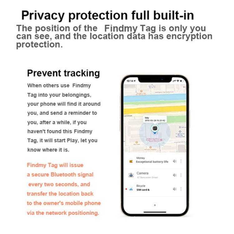 Findmy Tag Square Smart Bluetooth Anti- lost Alarm Locator Tracker(White)
