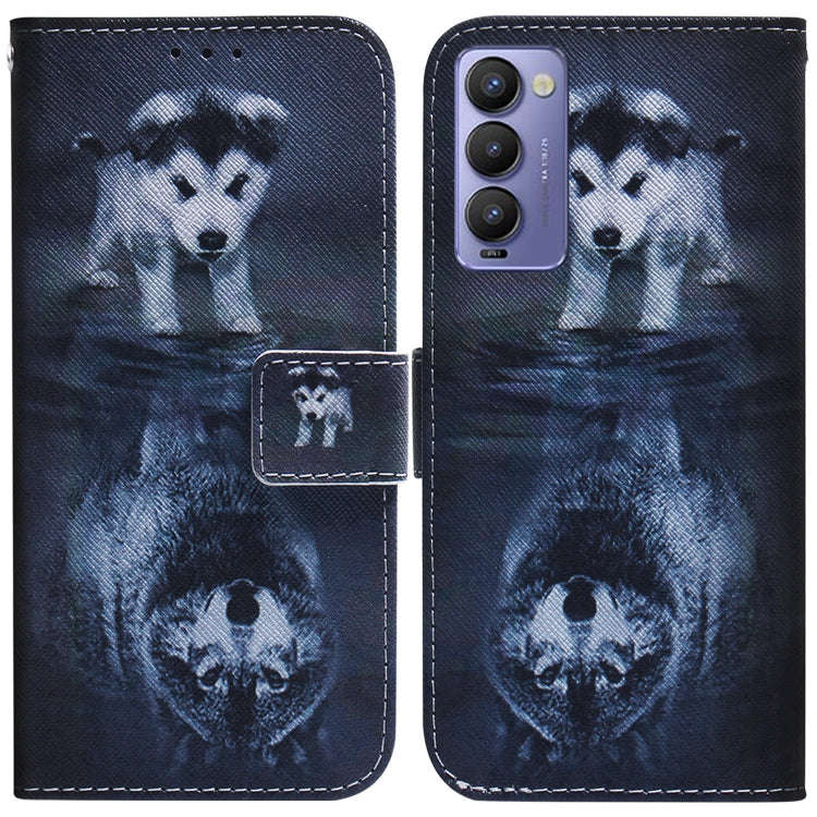 For Tecno Camon 18 / 18P Coloured Drawing Leather Phone Case(Wolf and Dog)