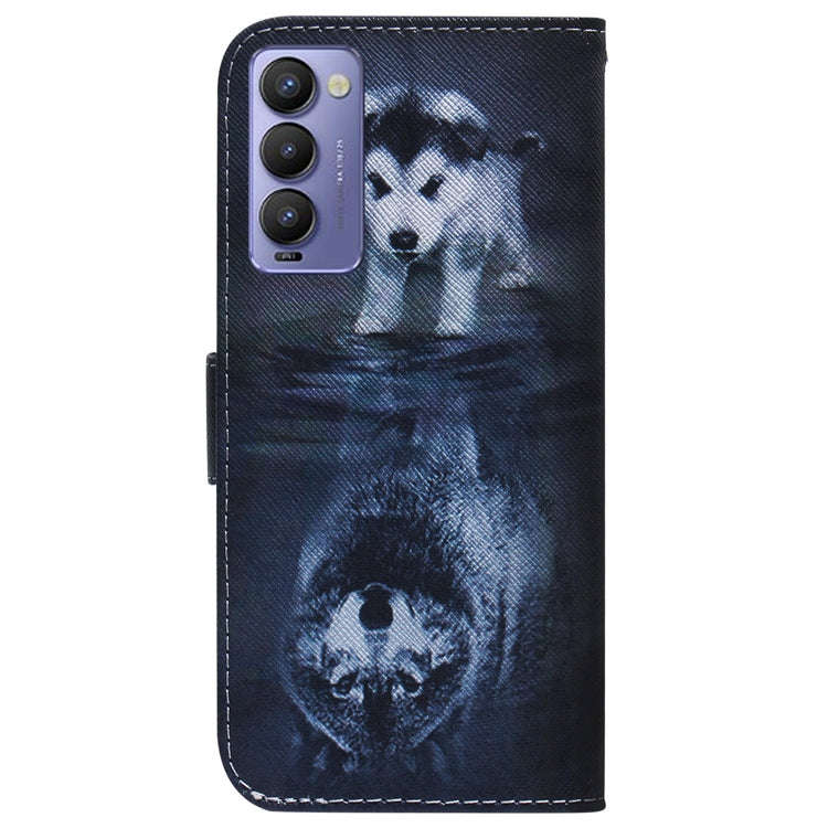 For Tecno Camon 18 / 18P Coloured Drawing Leather Phone Case(Wolf and Dog)