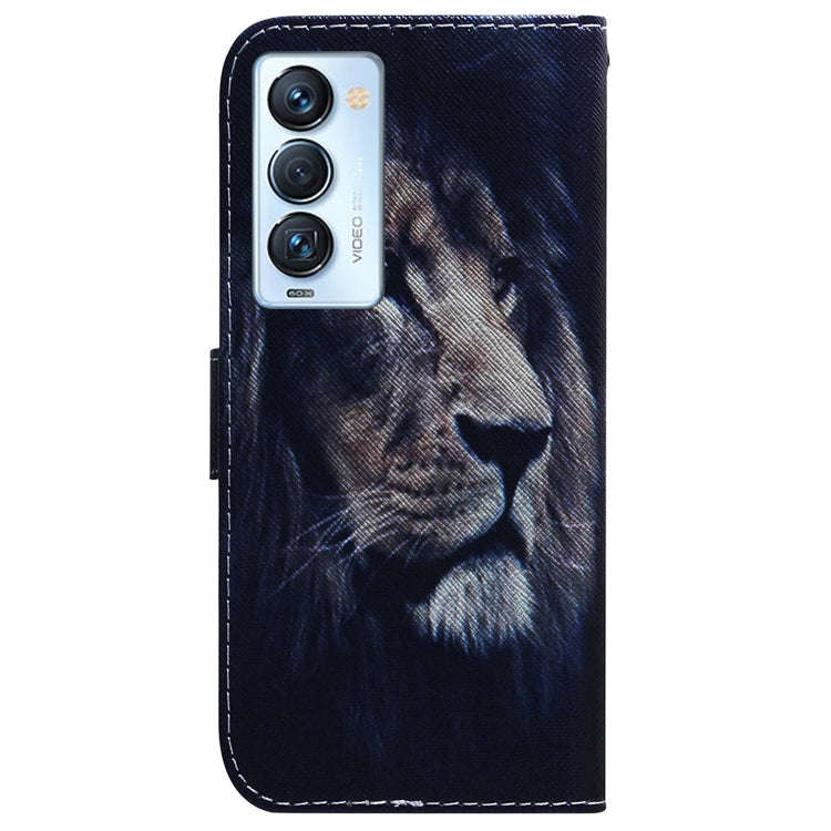 For Tecno Camon 18 Premier Coloured Drawing Leather Phone Case(Lion)