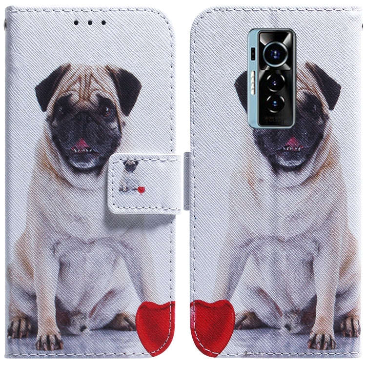 For Tecno Phantom X Coloured Drawing Leather Phone Case(Pug)