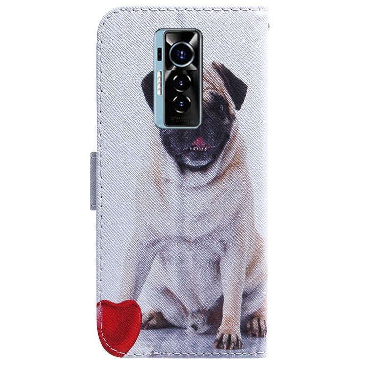 For Tecno Phantom X Coloured Drawing Leather Phone Case(Pug)