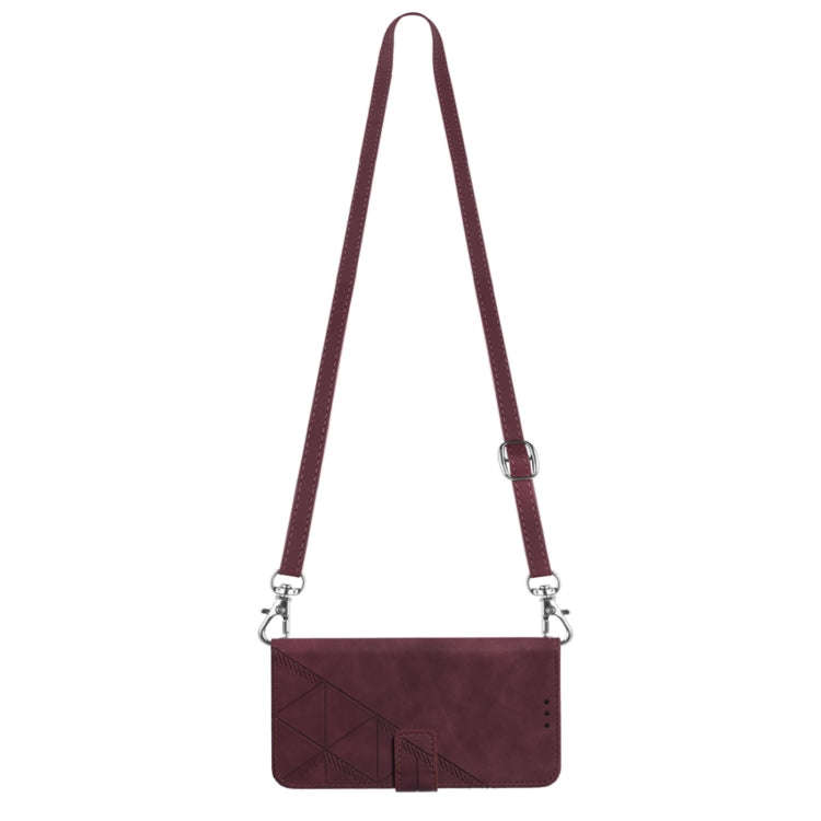 For OnePlus 9 Pro Crossbody 3D Embossed Flip Leather Phone Case(Wine Red)