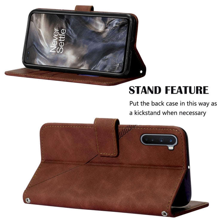 For OnePlus Nord Crossbody 3D Embossed Flip Leather Phone Case(Brown)