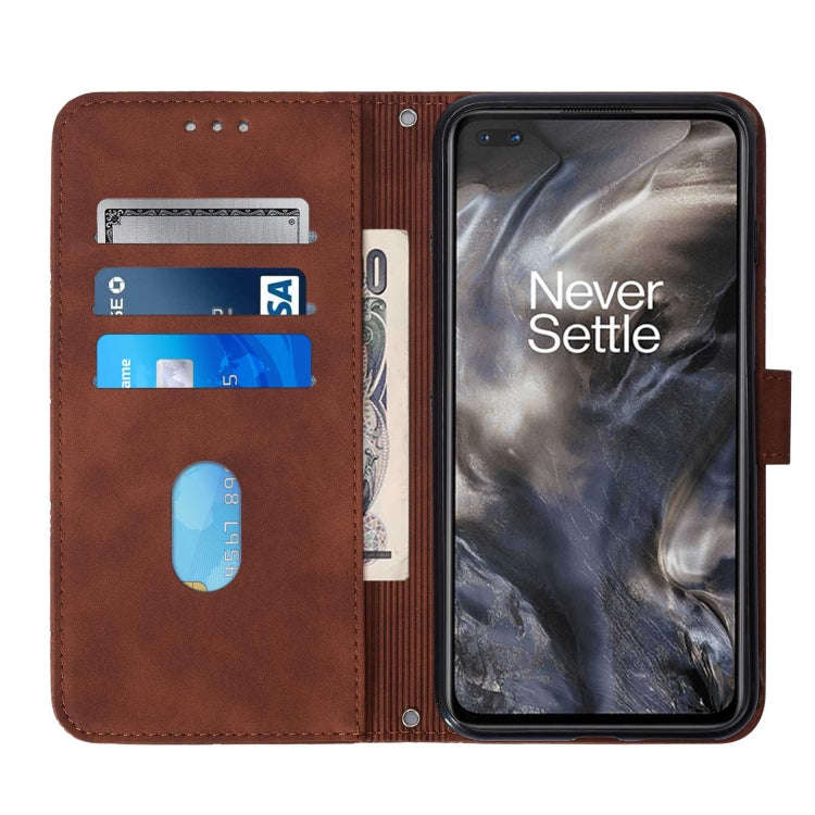 For OnePlus Nord Crossbody 3D Embossed Flip Leather Phone Case(Brown)