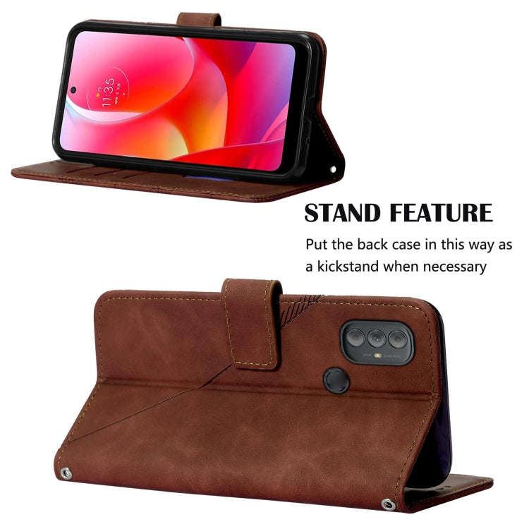 For Motorola Moto G Power 2022 Crossbody 3D Embossed Flip Leather Phone Case(Brown)