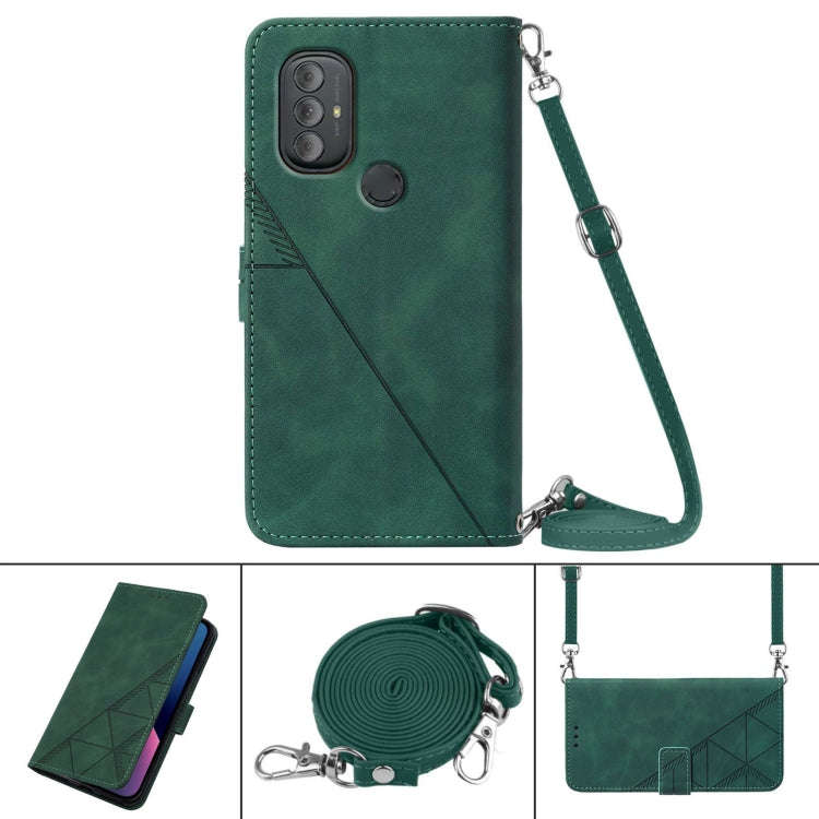 For Motorola Moto G Power 2022 Crossbody 3D Embossed Flip Leather Phone Case(Dark Green)