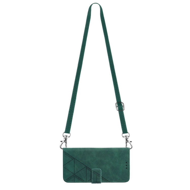 For Motorola Moto G Power 2022 Crossbody 3D Embossed Flip Leather Phone Case(Dark Green)