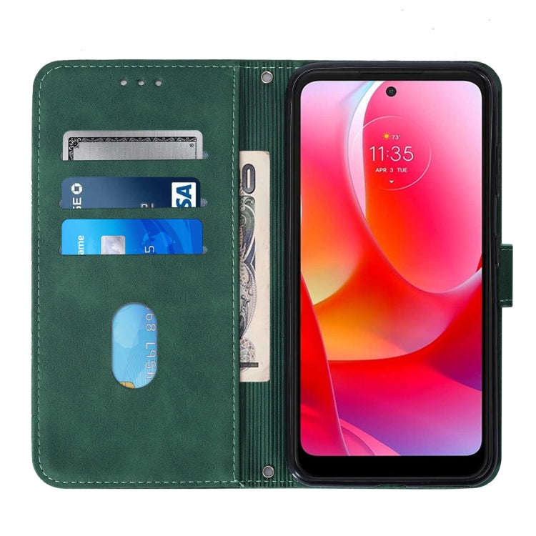 For Motorola Moto G Power 2022 Crossbody 3D Embossed Flip Leather Phone Case(Dark Green)