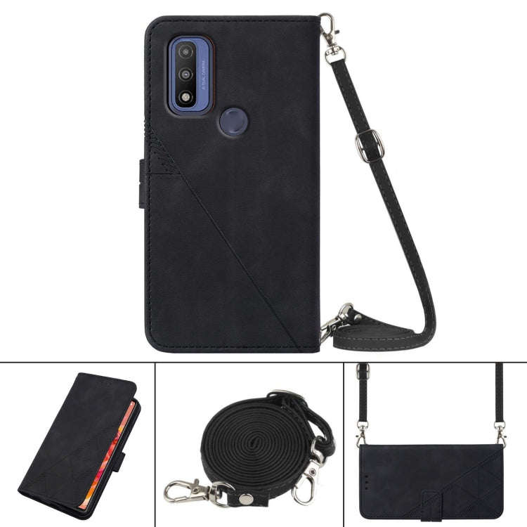 For Motorola Moto G Pure Crossbody 3D Embossed Flip Leather Phone Case(Black)