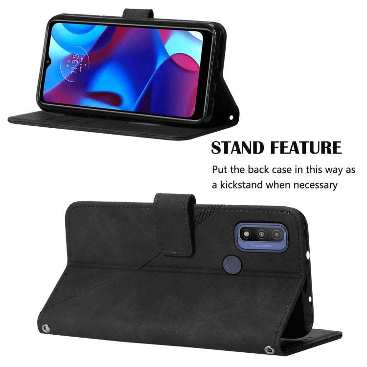 For Motorola Moto G Pure Crossbody 3D Embossed Flip Leather Phone Case(Black)