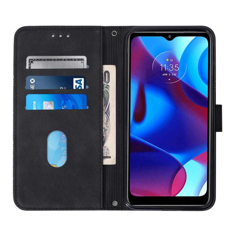 For Motorola Moto G Pure Crossbody 3D Embossed Flip Leather Phone Case(Black)