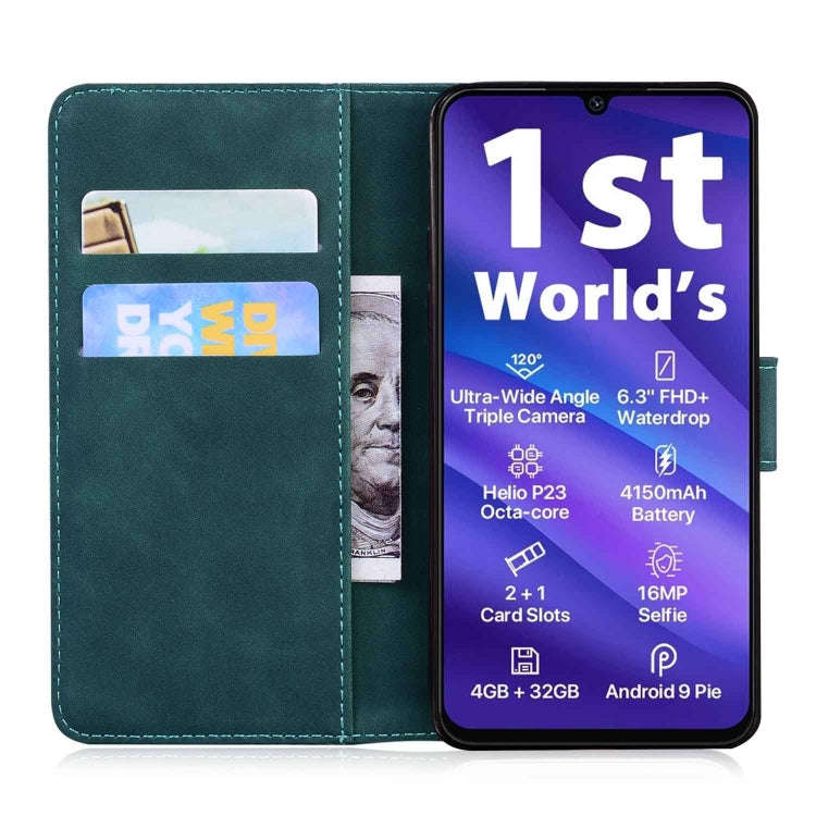For UMIDIGI A5 Pro Skin Feel Pure Color Flip Leather Phone Case(Green)