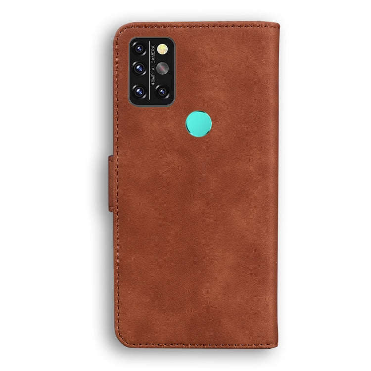 For UMIDIGI A9 Pro Skin Feel Pure Color Flip Leather Phone Case(Brown)