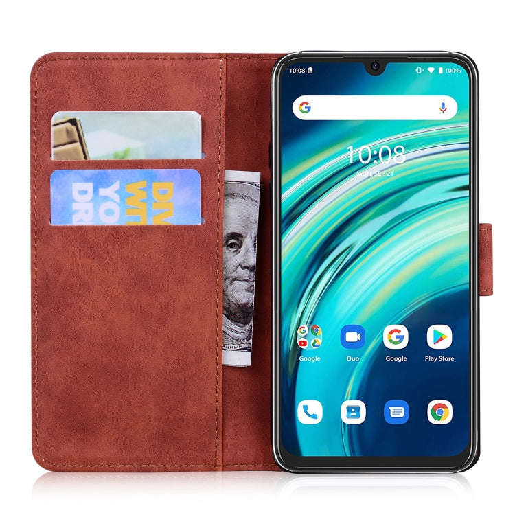 For UMIDIGI A9 Pro Skin Feel Pure Color Flip Leather Phone Case(Brown)