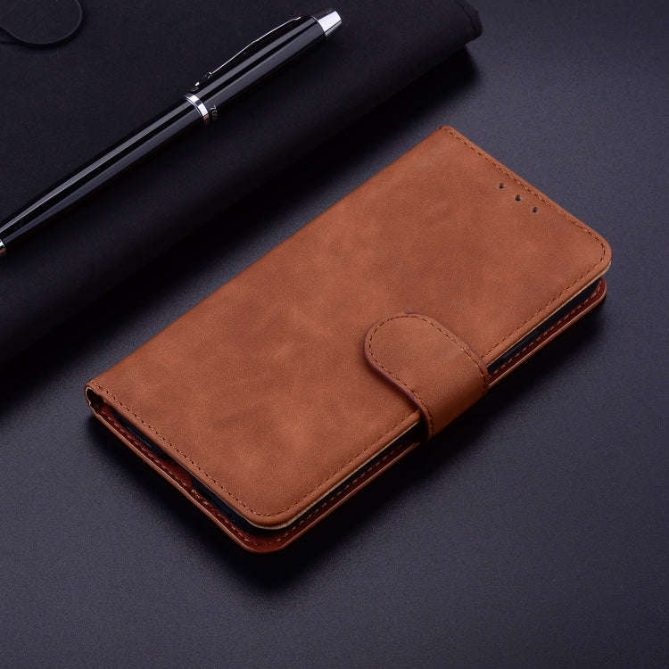 For UMIDIGI A9 Pro Skin Feel Pure Color Flip Leather Phone Case(Brown)