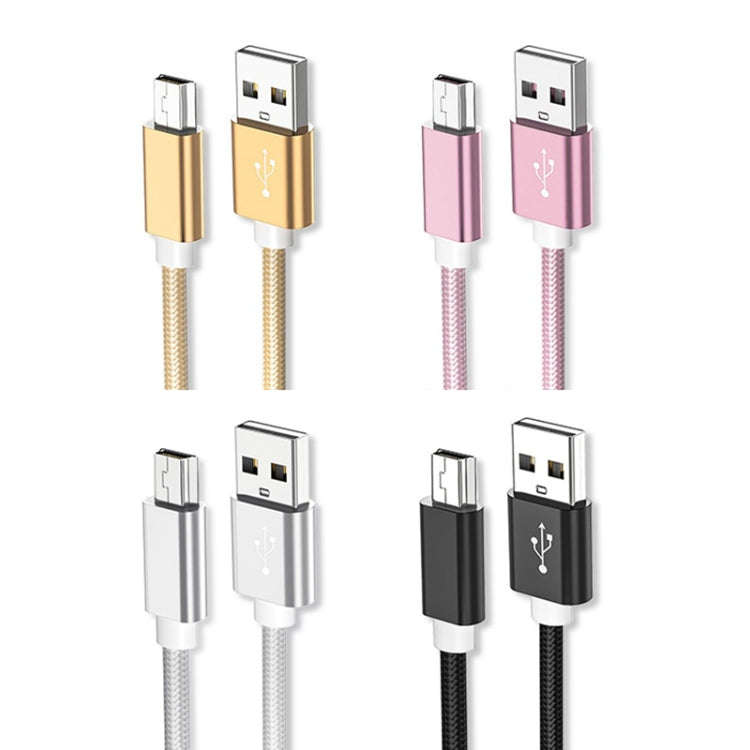 5 PCS Mini USB to USB A Woven Data / Charge Cable for MP3, Camera, Car DVR, Length:3m(Silver)