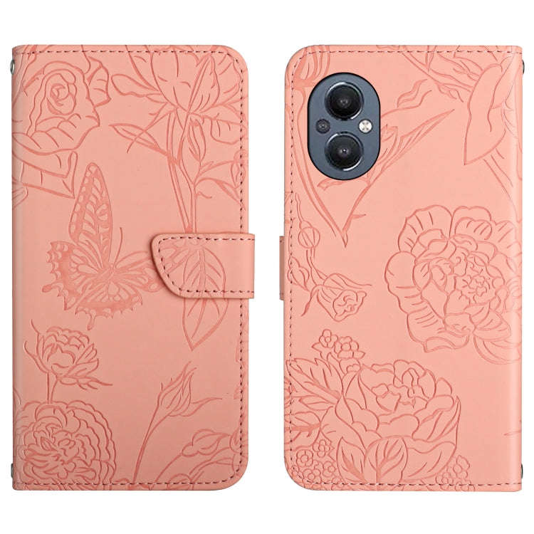 For OnePlus Nord N20 5G Skin Feel Butterfly Peony Embossed Leather Phone Case(Pink)