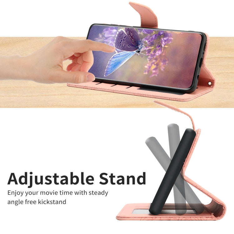 For OnePlus 9 Pro Skin Feel Butterfly Peony Embossed Leather Phone Case(Pink)