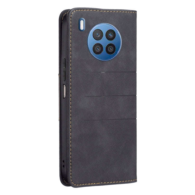 For Honor 50 Lite / Huawei nova 8i Magnetic Splicing Leather Phone Case(Black)