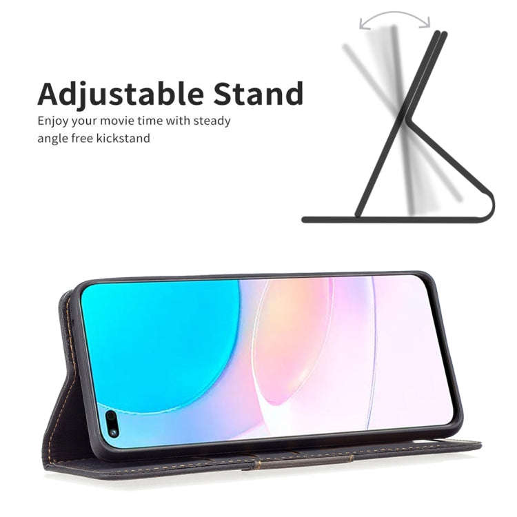 For Honor 50 Lite / Huawei nova 8i Magnetic Splicing Leather Phone Case(Black)