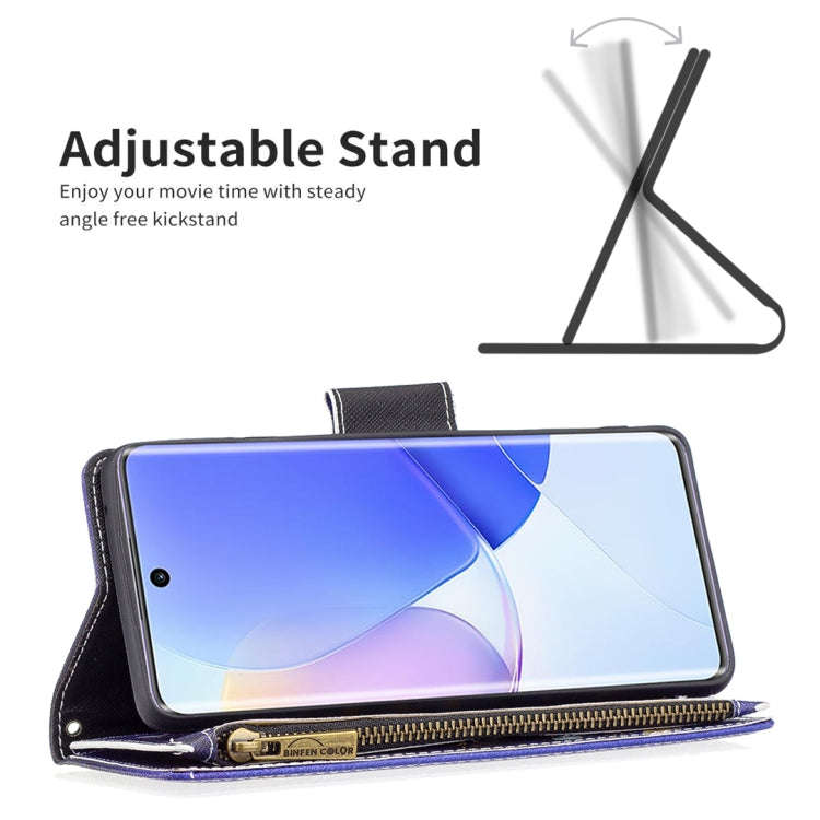 For Honor 50 / Huawei nova 9 Colored Drawing Pattern Zipper Leather Phone Case(Purple Butterfly)