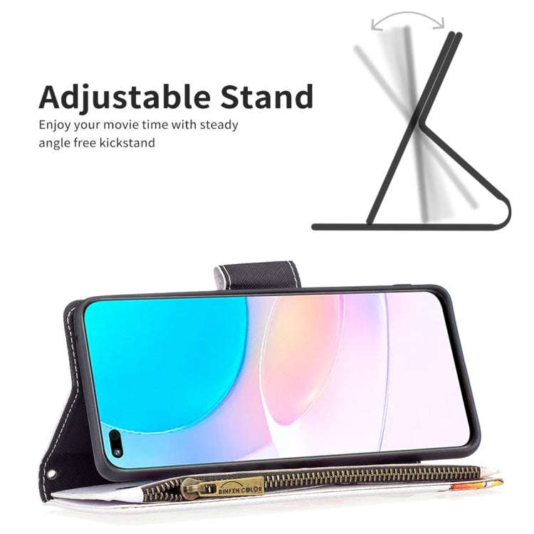 For Honor 50 Lite / Huawei nova 8i Colored Drawing Pattern Zipper Leather Phone Case(Two Butterfl...