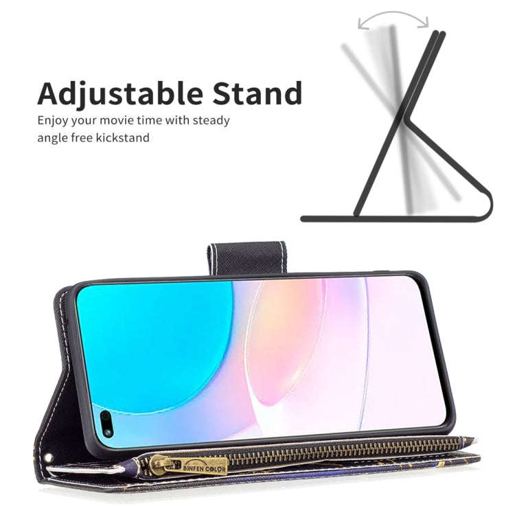 For Honor 50 Lite / Huawei nova 8i Colored Drawing Pattern Zipper Leather Phone Case(Big Butterfly)