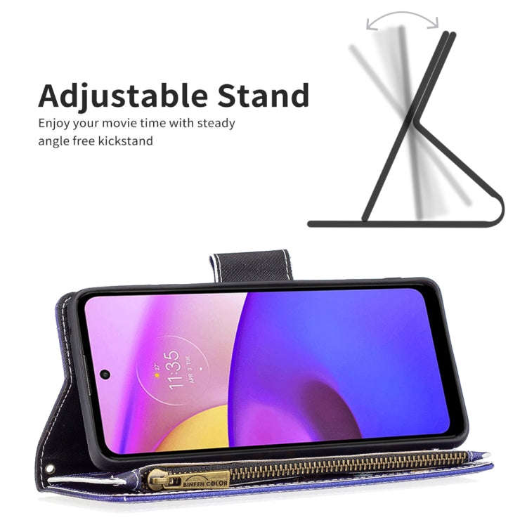 For Motorola Moto E40 / E30 Colored Drawing Pattern Zipper Leather Phone Case(Purple Butterfly)