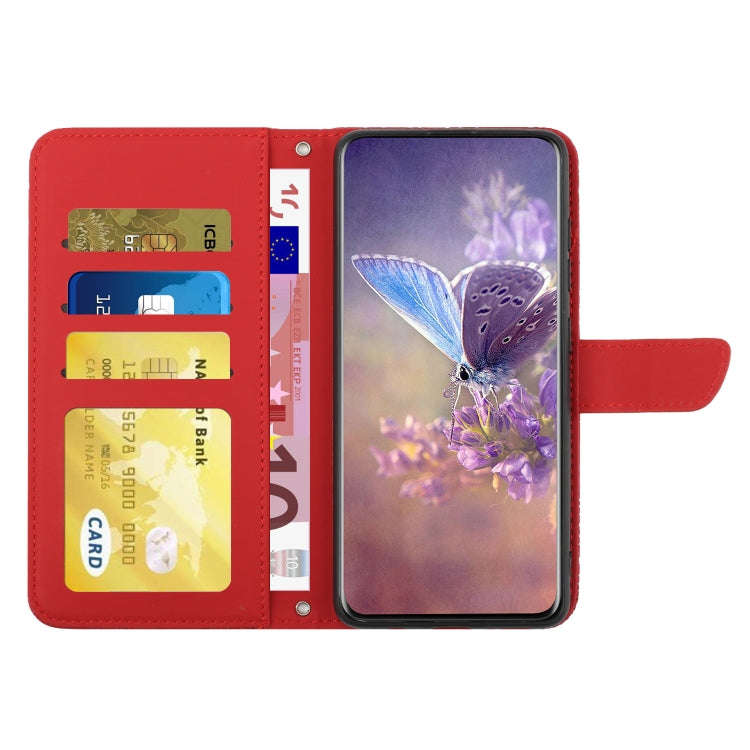 For Motorola Edge X30 Skin Feel Butterfly Peony Embossed Leather Phone Case(Red)