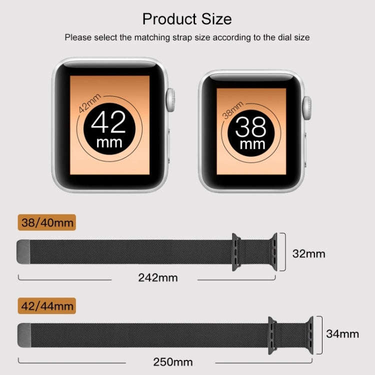 For Apple Watch Series 9&8&7 41mm / SE 3&SE 2&6&SE&5&4 40mm / 3&2&1 38mm Mutural Milanese Stainle...