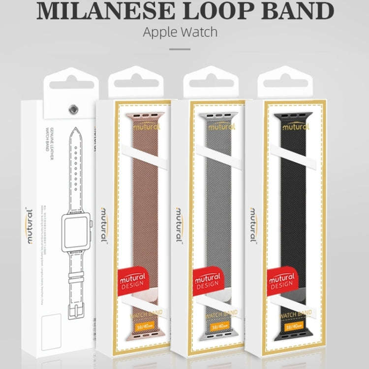 For Apple Watch Series 9&8&7 41mm / SE 3&SE 2&6&SE&5&4 40mm / 3&2&1 38mm Mutural Milanese Stainle...