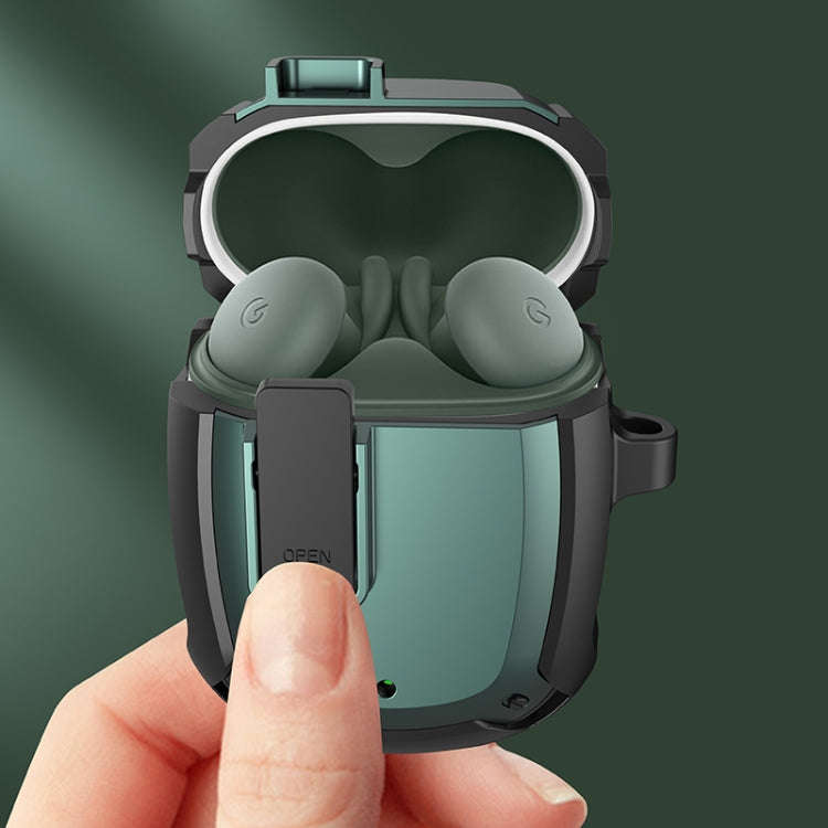 Earphone Protective Case with Switch & Hook For Google Pixel Buds 2(Black Blue)