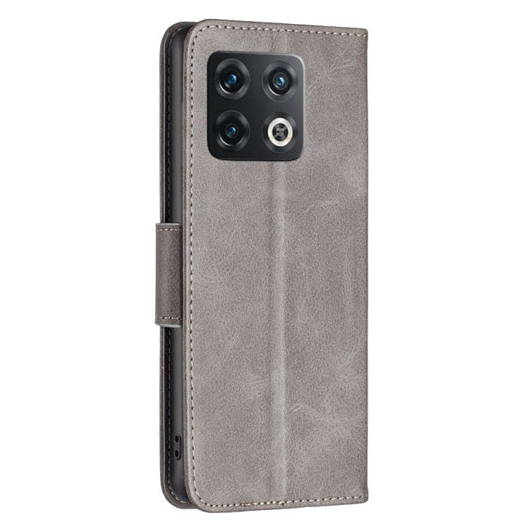 For OnePlus 10 Pro 5G Lambskin Texture Pure Color Leather Phone Case(Grey)