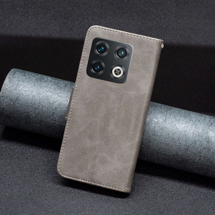 For OnePlus 10 Pro 5G Lambskin Texture Pure Color Leather Phone Case(Grey)
