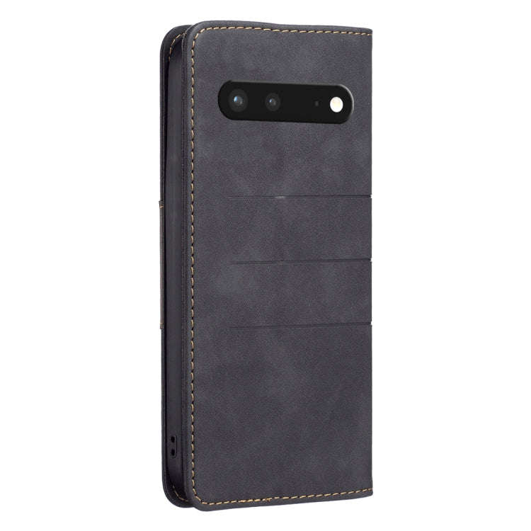For Google Pixel 7 5G Magnetic Splicing Leather Phone Case(Black)