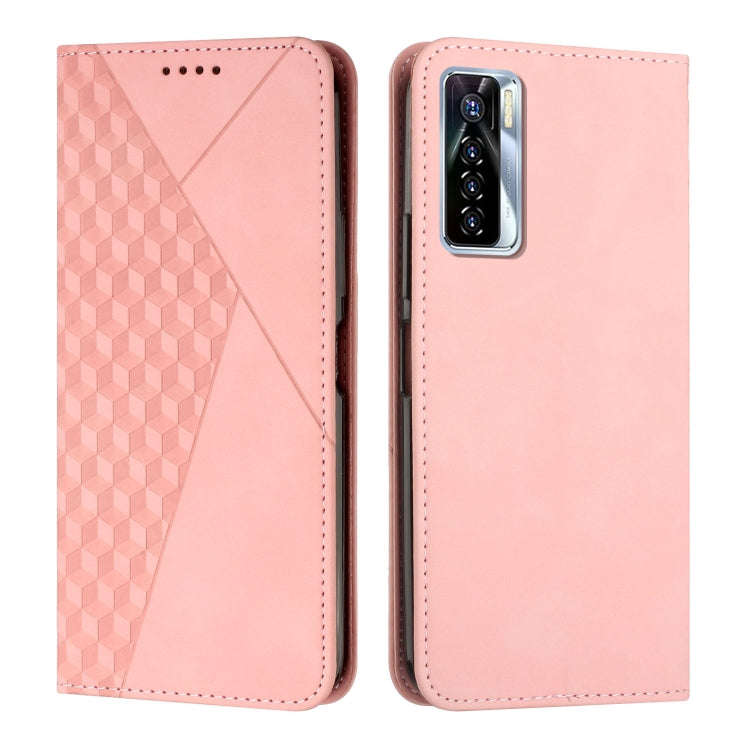 For Tecno Camon 17P / 17 Pro Diamond Splicing Skin Feel Magnetic Leather Phone Case(Rose Gold)