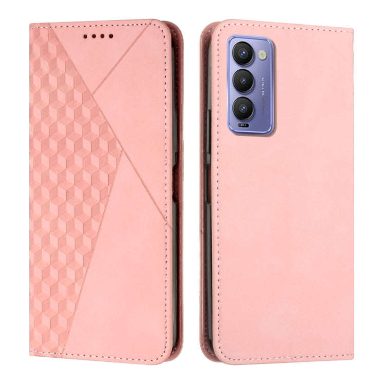 For Tecno Camon 18P / 18 Diamond Splicing Skin Feel Magnetic Leather Phone Case(Rose Gold)