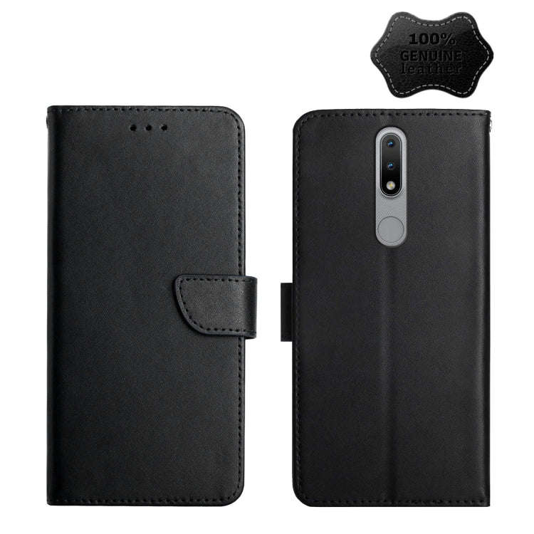 For Nokia 2.4 Genuine Leather Fingerprint-proof Horizontal Flip Phone Case(Black)