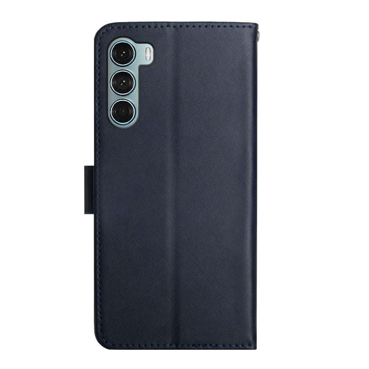 For Motorola Moto G200 5G Genuine Leather Fingerprint-proof Horizontal Flip Phone Case(Blue)
