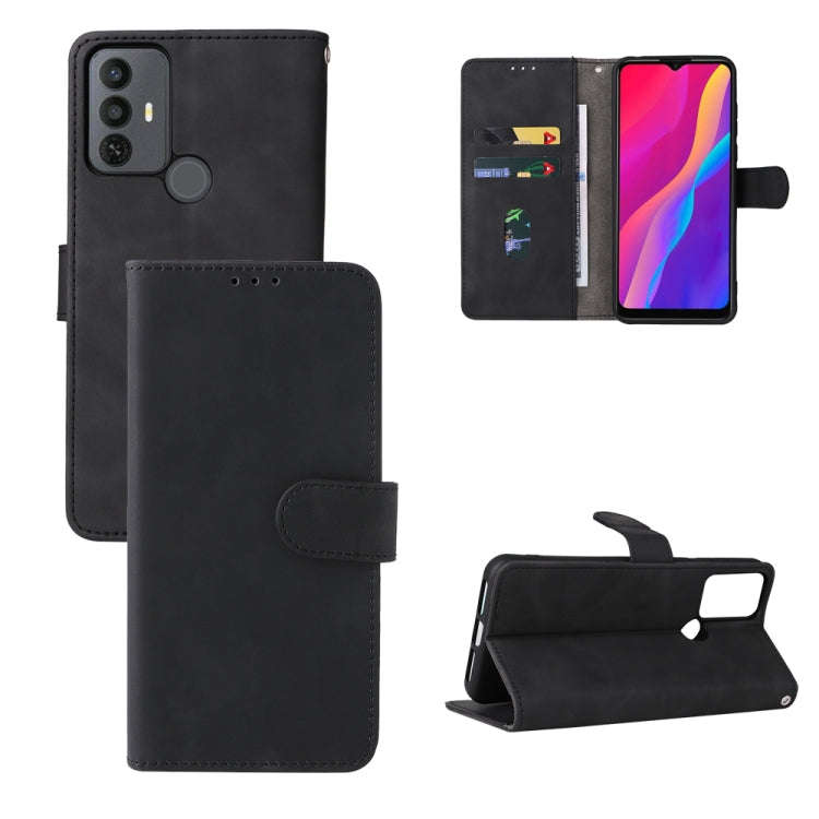 For TCL 30 SE Skin Feel Magnetic Flip Leather Phone Case(Black)