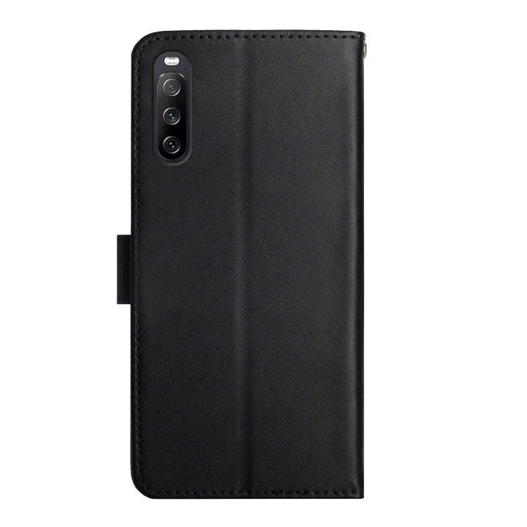 For Sony Xperia 10 IV Genuine Leather Fingerprint-proof Flip Phone Case(Black)