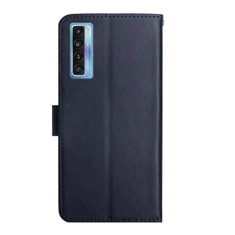 For TCL 20L+ Genuine Leather Fingerprint-proof Flip Phone Case(Blue)