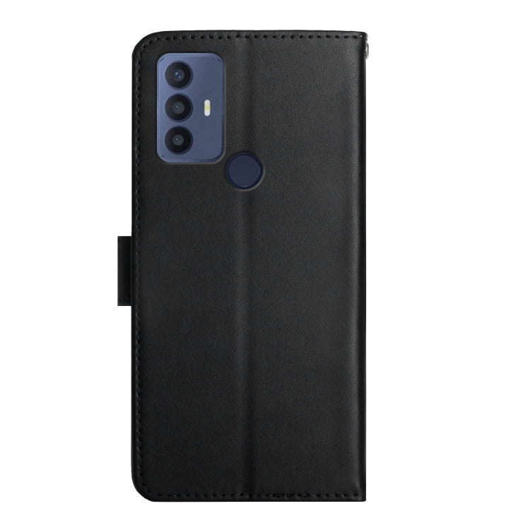 For TCL 30 SE Genuine Leather Fingerprint-proof Flip Phone Case(Black)