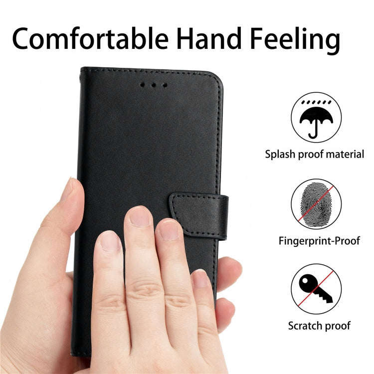 For TCL 30 SE Genuine Leather Fingerprint-proof Flip Phone Case(Black)