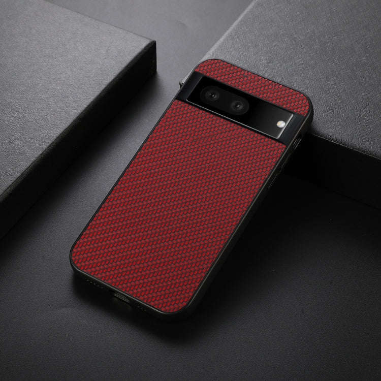 For Google Pixel 7 Accurate Hole Carbon Fiber Texture PU Phone Case(Red)