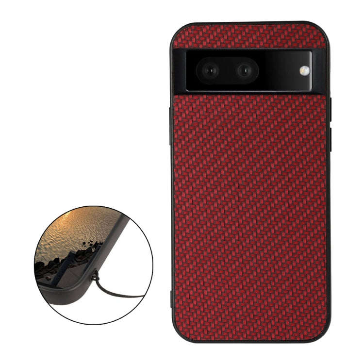 For Google Pixel 7 Accurate Hole Carbon Fiber Texture PU Phone Case(Red)