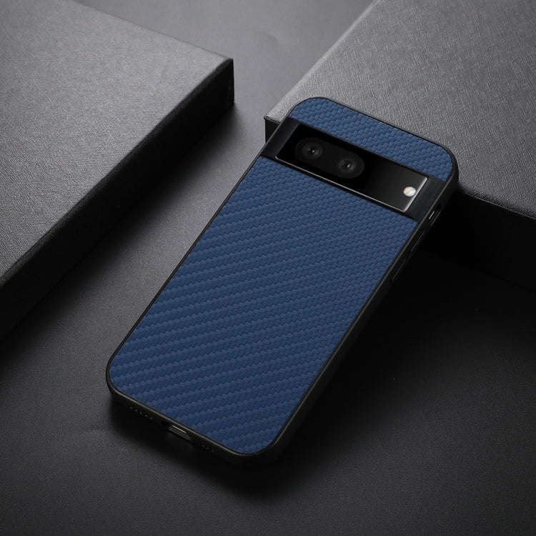 For Google Pixel 7 Accurate Hole Carbon Fiber Texture PU Phone Case(Blue)